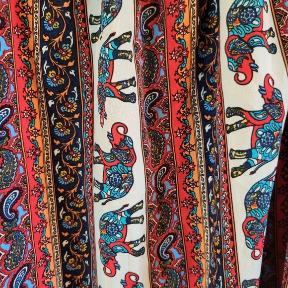 Rue 21 Bohemian Multicolor Elephant Print Off-Shoulder Dress - Picture 2 of 5